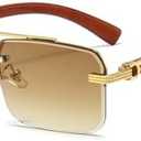 Gleyemor Mens Sunglasses Fashion Rimless Rectangle Sunglasses Square Frameless Sunglasses for Men