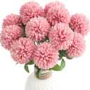Floroom 12pcs Dusty Rose Faux Silk Mums Artificial Flowers Bulk Fake Chrysanthemums with Stems for DIY Wedding Table Centerpieces Floral Arrangements Vase Fillers Home Decorations
