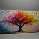 LAOTOART Tree Painting Wall Art for Living Room - Colorful Canvas Wall Art for Bedroom - Landscape Art Wall Decor for Office Size 24" x 48"