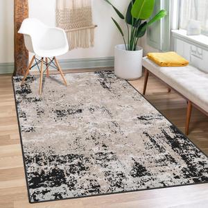 Area Rug, Washable and Non-Slip 3'x5' Painting Vintage Black Abstract Paint Old Living Room Rug, Indoor Entryway Door Mat, Floor Mat Carpet for Bedroom, Kitchen Laundry, Bathroom