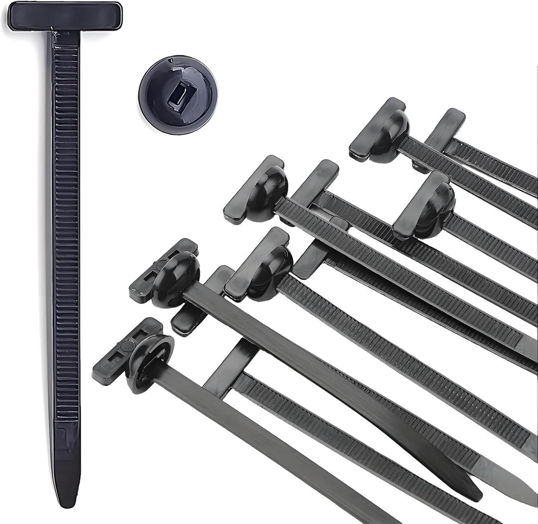 2 x 100pcs Nylon Universal Cable Tie Buckle Black Cable Zip Ties Rivet Self Locking Fastening Zip Strap Plastic Automotive Clips for Bumper, Fenders (100)