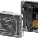 Portable Cassette Player with Bluetooth Transmitter, Cassette Stereo Player with Type-C Charging, Built-in Battery, Belt Clip, and Earphone Jack for Wireless Music Playback (White)