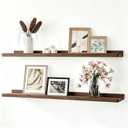 Walnut Floating Shelves for Wall Decor, 30 in Shelf with Lip, 2 Set, 29.9in