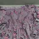 KOJOOIN Womens Puff Sleeve Summer Floral Dress Plus Size Smocked Ruffle Square Neck Casual Dress Cute Midi Dress (3X-Large, Purple Flower)