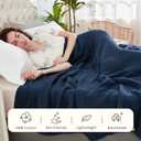 EMME Cotton Blanket Twin XL for Bed Soft Muslin Blankets 66"x90" Lightweight Breathable Layering Bedspread Coverlet All Season Gauze, Navy