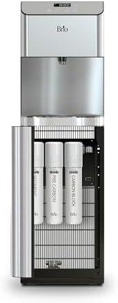 Brio Moderna Self Cleaning Bottleless Water Cooler Dispenser with Filtration – Adjustable Temperature – Digital Clock – LED Nightlight – Tri Temp Hot, Cold, and Room