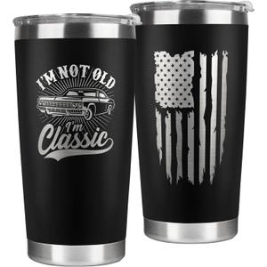Gifts for Men, Dad from Daughter Son - 30th, 40th, 50th and 60th Birthday Gifts for Men, Grandpa - Funny Tumbler Gift, Im Not Old Im Classic - 20 Oz Stainless Steel Tumbler