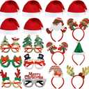 18PCS Christmas Glasses and Holiday Headbands Adult Set Christmas Photo Booth Props Party Decoration Accessories for Xmas Party Supplies Holiday Favors (18)
