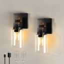 Battery Operated Wall Sconce 2-Pack Farmhouse Rechargeable Wall Lamp No Wired Required, Easy Install Cordless Wall Light