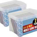 1InTheOffice Plastic Index Card Box 4x6, Index Card Storage Box, Clear, 500 Capacity, 2 Pack