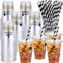 Patelai 60 Set 16oz Wildflower Graduation Cups Bulk Class of 2026 Wildflower Disposable Plastic Cups with Lids and Straws Floral Graduation Decorations Congrats Grad Party Tableware for Drinks