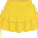 RoseSeek Women's Drawstring Bow Side Mini Skirts Tiered Layer Ruffle Elastic Waist Y2K Coquette Short Skirts (L)