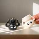 Ghost Candle Holder - Ceramic Halloween Tea Light Holder for Desk Decor, Spooky Cute Short Coal Ball Ornament, Gift for Adults Kids Party Office Desk Accessory (3.7 Inch) (Brown)