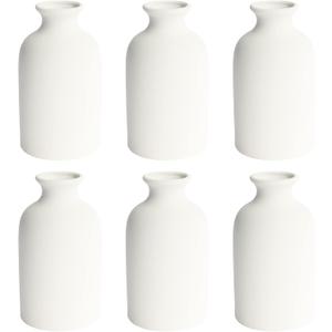 YANLING 6 Pack White Vase Small Ceramic Vases for Decor, White Vases for Flowers Boho Home Decor, Pampas Grass Dried Flowers Vases