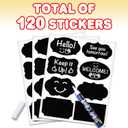2 x ArtCreativity Pack of 120 Chalkboard Labels for Buckets with a Liquid Chalk Marker, Waterproof and Erasable Stickers in Assorted Designs, Reusable Chalk Board Labels for Jars and Art & Craft Supplies