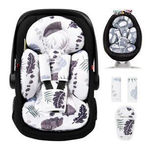 TinlyFinly Newborn Car Seat Insert, Head and Body Support, Reversible Infant Insert Compatible with Baby Carseat, Stroller, Mamaroo Swing, Rocker, Bouncer. Baby Car Seat Cushion - Blue Leaf