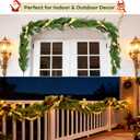 6 FT Christmas Norfolk Pine Garland Real Touch Artificial Greenery Garland Faux Pine Garlands for Mantel Fireplace Table Stairs Indoor Outdoor Christmas Decor, Bonus Gold Ribbon with LED Lights