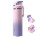 OISIZ Insulated Water Bottle 24 oz with 2 in 1 Spout and Straw Lid,One Click Safety Lock,100% Leakproof,Keep Cold 24H,Vacuum Stainless Steel Water Bottle for School,Travel and Sports,Dishwasher Safe