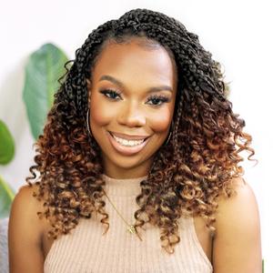 Fulcrum Goddess Box Braids Crochet Hair 10 Inch, 9 Packs Boho Box Braid Crochet Hair for Women, Pre-looped Bohemian 3X Crochet Braids Synthetic Braiding Hair with Curly Ends (10Inch, 1B/30/27#)
