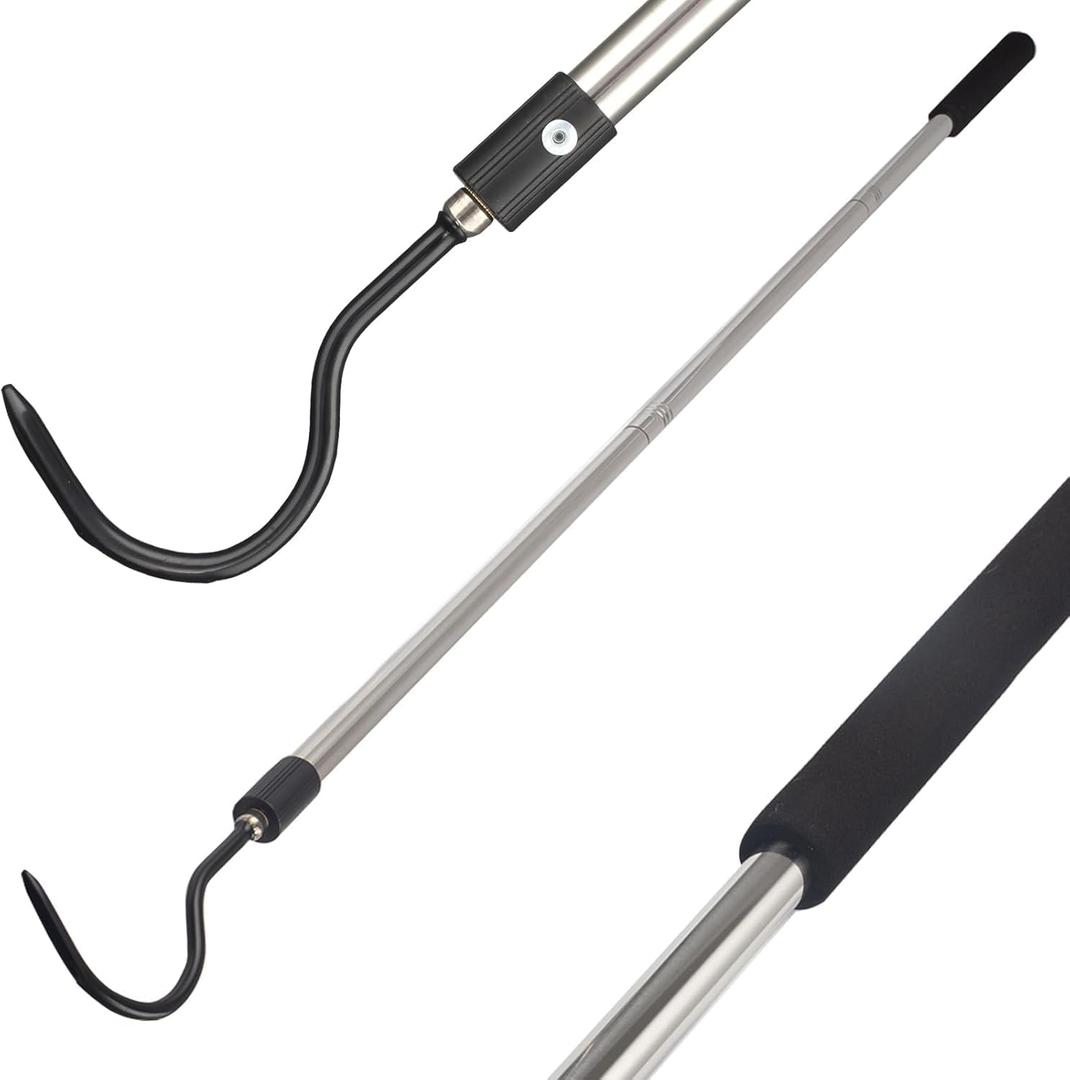 Snake Hook Heavy Duty, Snake Hook Retractable 35"-65" Catcher Hook for Rattlesnakes Ball Python Rattle Cobra Removal Non-Slip Foam Handle and Thickened Stainless Steel