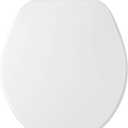 BEMIS 75 Commercial Open Front Plastic Toilet Seat, Heavy Duty Industrial Seat with Lid, Round, White