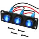 Nilight 3 Gang Rocker Switch Panel 12V Waterproof On-Off Toggle Switches with Blue LED Light Three Pin for Automotive Lights Marine Boat Car Camper Truck Vehicles