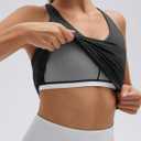 SUUKSESS V Neck Padded Longline Sports Bras Workout Open Back Tank Tops, Large