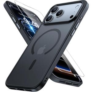 Miracase Magnetic for iPhone 17 Pro Max Case with Screen Protector [Compatible with MagSafe] Slim Thin Phone Case Military-Grade Protected for 17 ProMax Cover Bumper 6.9", Black
