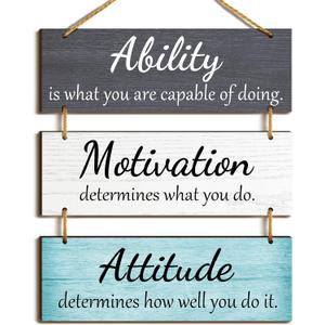 Office Wall Decor Inspirational Rustic Motivational Plaques with Sayings Wooden Hangings Ability Sign Bathroom for Home Office Art Decoration(Fresh Color)