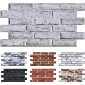 Commomy 3D Brick Wall Panels Peel and Stick - 12 pcs of 22.8" x 11.8" - Thin & UrltraLight Whitewash Grey Spot Brick Wallpaper Tiles for Kitchen, Bedroom, Living Room,TV Background(Covers 22.48 sq.ft)