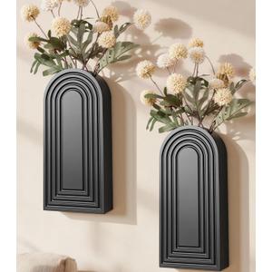 Wooden Wall Vase Set of 2, Wall Hanging Planter Modern Farmhouse Wall Decor for Boho Wall Decor for Indoor Entryway Hallway Bathroom Living Room Dining Room