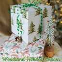 BIOBROWN Reversible Christmas Wrapping Paper - 17 Inch X 33 Feet (46.7 sq. ft. ttl.) - Doe Floral and Tree Design Perfect for Xmas, Party, Holiday Gift Wrap (1 roll (Pack of 1))