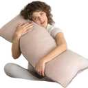 Pharmedoc Body Pillow, Pregnancy Pillows, Side Sleeper Pillow, Long, Memory Foam Pillow, Mocha