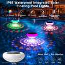 QOLNBY Pool Lights(1 PCS), Solar USB Rechargeable Floating Pool Lights, 6.69 Inch 2600mAh IP68 Waterproof 6 Dynamic Modes Upper and Lower Color Changing Hangable Solar Floating Light for Pools 1 PCS