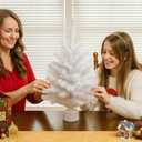 Small Artificial Christmas Tree, 2ft Mini Tabletop Artificial Xmas Tree with Fabric Bag Base for Holiday Dcor, Festive Decorations for Home, Office, Mantel, Party, Gift-White