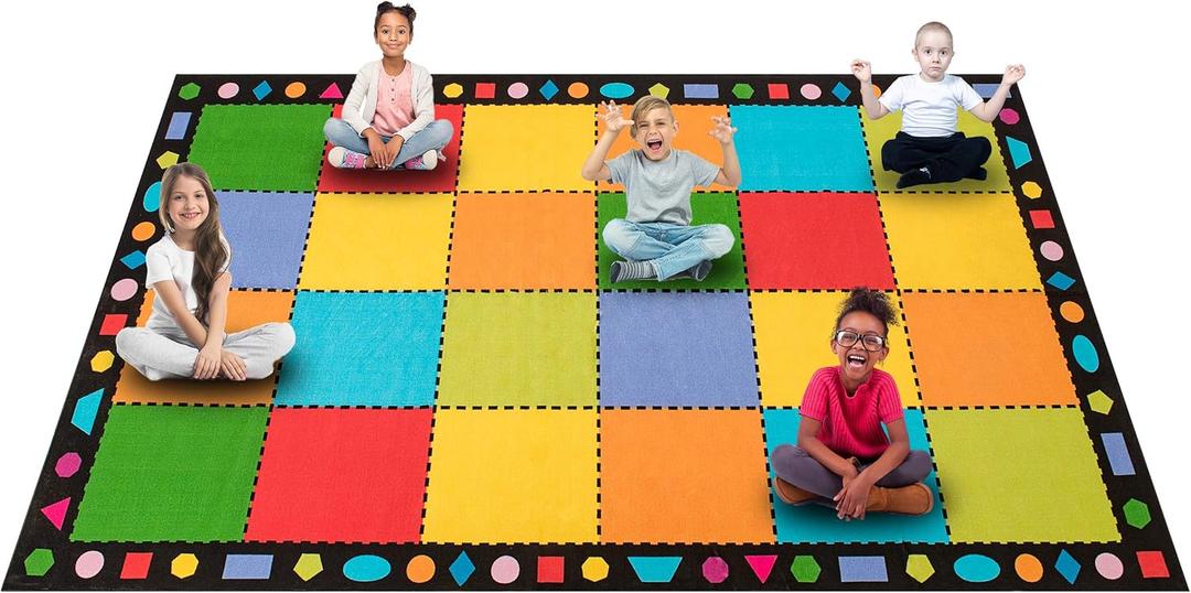 Booooom Jackson Classroom Rug 7.5x13ft Large Classroom Carpet Elementary Suitable for Rainbow or Colorful Classroom Theme (Muiti)