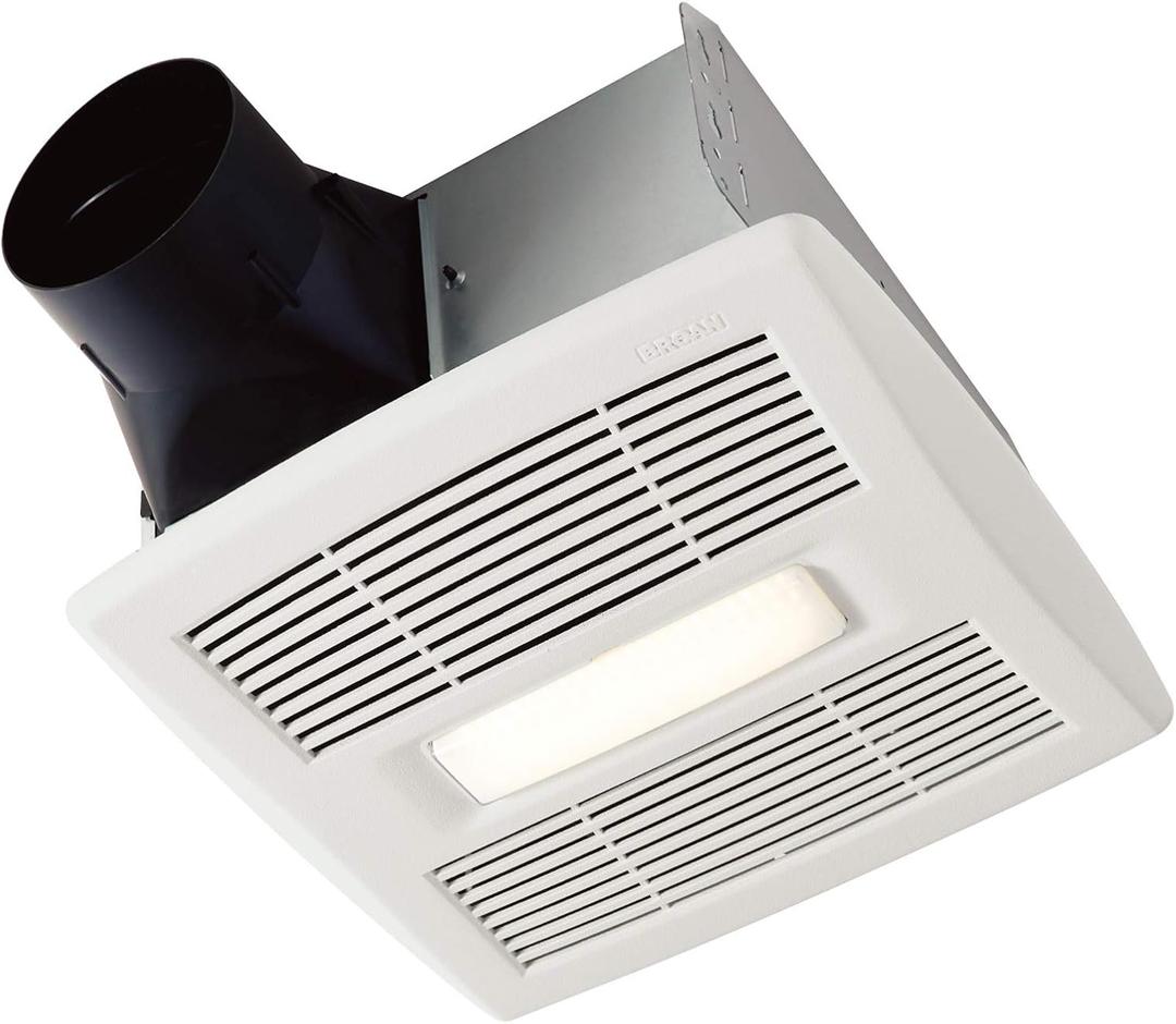 Broan-NuTone Bathroom Exhaust Fan with LED Light and Roomside Installation, Energy Star Certified, 110 CFM, Very Quiet 1.0 Sones White, AE110L