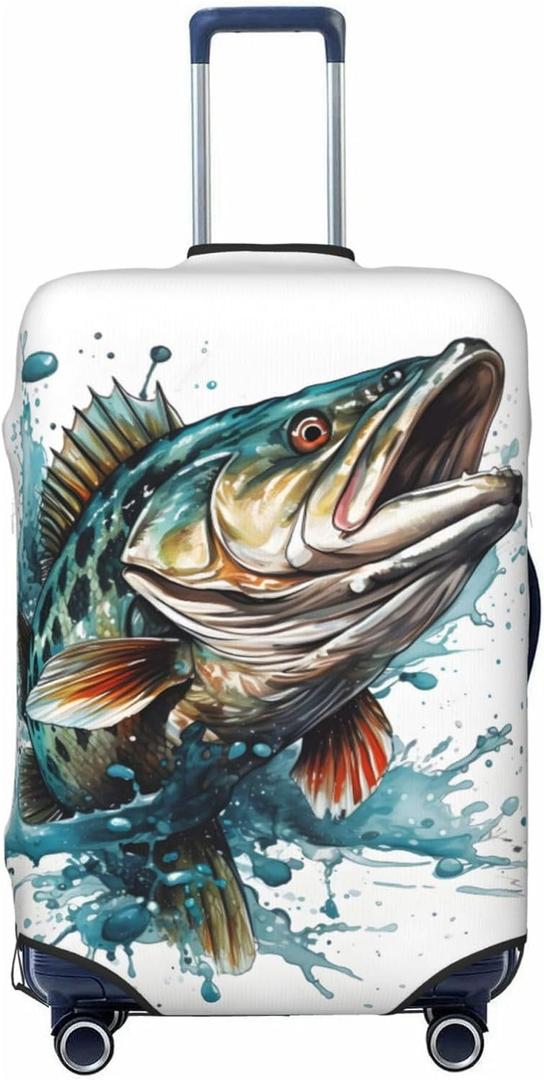Fish Splash Luggage Cover Washable Elastic Suitcase Cover Anti-Scratch Travel Luggage Protector Covers for Kids Adult M fits 22-24 inch Suitcase