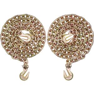 VEVOR G80 Transport Binder Chain, 3/8" x 10.3' 2-Pack Tow Chain with Clevis Grab Hooks, 7100 lbs Safe Working Load, Heavy Duty Logging Chain for Transporting Towing Truck Tie Down Binding Equipment