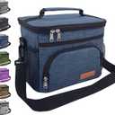 ExtraCharm Insulated Lunch Bag for Women/Men - Reusable Lunch Box for Office Picnic Hiking Beach - Leakproof Cooler Tote Bag Organizer with Adjustable Shoulder Strap for Adults - Blue