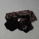 WDIRARA Women' Silk Satin Pajamas Set 4pcs Lingerie Floral Lace Cami Sleepwear with Robe (Small, Black Leopard)
