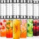 LemonRoad 12 Pack 17 oz Glass Juice Bottles Bulk Scale Wide Mouth Glass Water Bottles with Leakproof Stainless Steel Lids, Borosilicate Reusable Container for Juicing Smoothies Infused Water