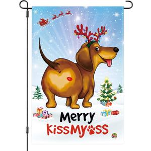 8 x Christmas Dog Garden Flag Merry Christmas Decoration 12 x 18 inches Christmas Winter Vacation Courtyard Lawn Porch Room Diversity Decoration (Blue)