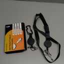 DELSWIN Heavy Duty Retractable Lanyard - Breakaway Lanyards for ID Badges Keys, Retractable Keychain with Upgraded Carabiner, Key Ring, and 2-Card Thumb-Slot Badge Holder, 8 oz Retraction (Matte Black - Lanyard)