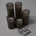 Homemory Flameless Candles with Embedded Star String Fairy Lights, Battery Operated Candles, LED Candle, Fake Candles with Remote Control and Timer for Halloween, Gray Acrylic, Set of 5(H4"5"6"8"8")