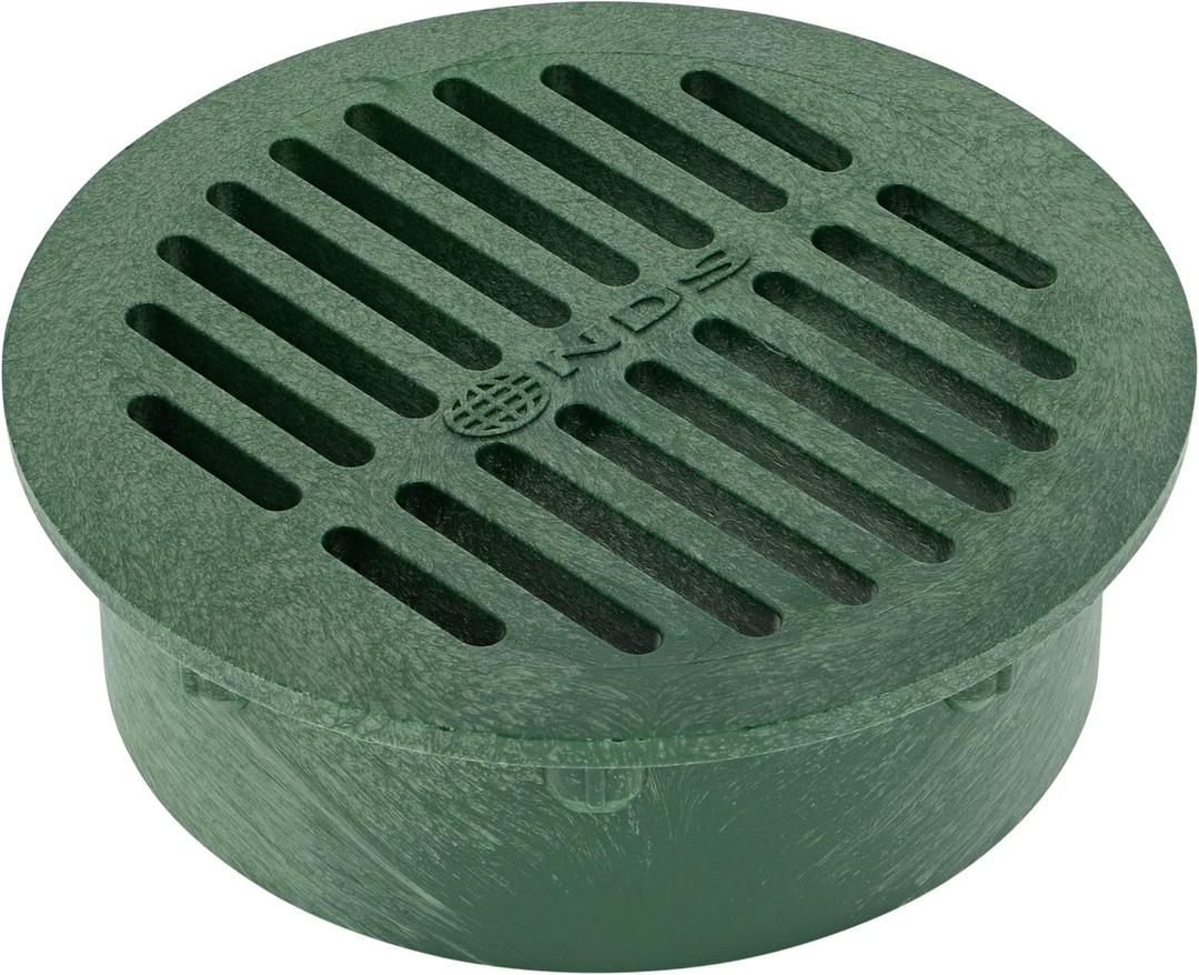 NDS 50, 6 In. Round Grate Drain Cover, Connects to Speed-D Catch Basin Drain,Drain Pipes & Fittings, for Small Lawns, Landscaping, and Patios,Green