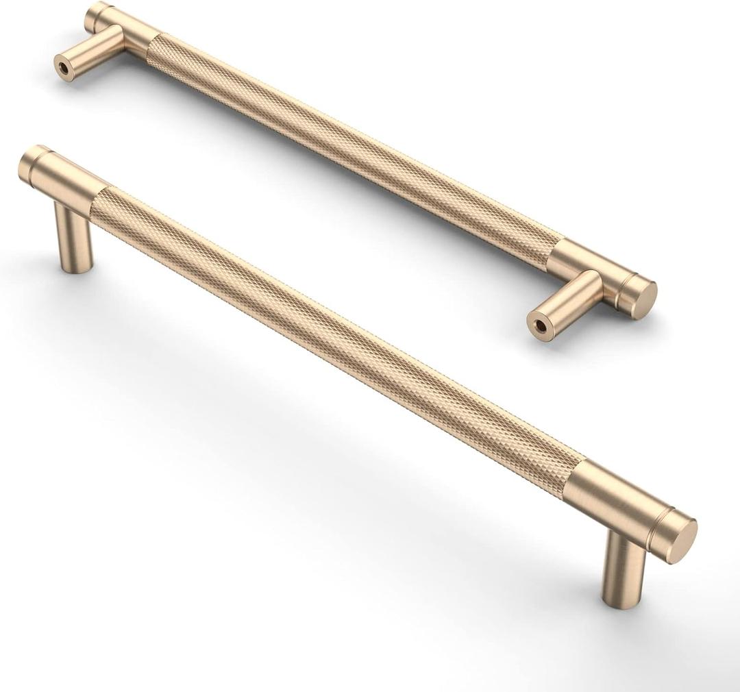Asidrama 10 Pack 7.5 Inch(192mm) Gold Cabinet Pulls Knurled Cabinet Handles Cupboard Handles Kitchen Cabinet Hardware for Cupboard Drawer Pulls