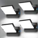 ledmo 150W LED Wall Light, 18000LM Super Bright Commercial Outdoor LED Wall Pack 360 Rotatable Dusk to Dawn Security Flood Lighting with Photocell IP65 5000K Modern Black Square4 Pack