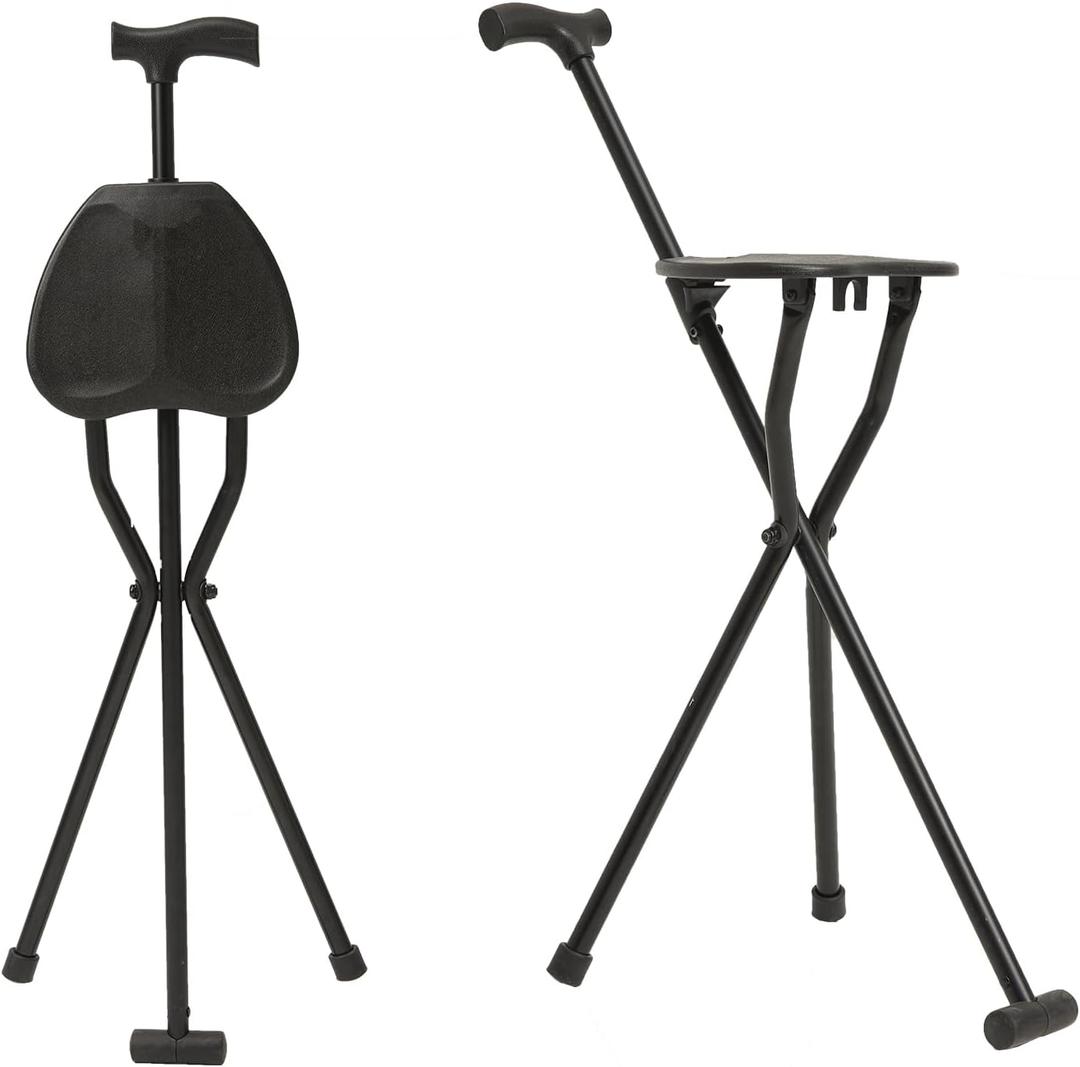 Walking Cane with Seat, Lightweight Walking Stick for Seniors, Anti-Slip Sturdy Seat Cane, While Walking and Convenience for Sitting