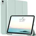 KENKE for iPad (A16) 11th Generation 11 Inch 2025/ iPad 10th Generation 10.9 Inch 2022 Case with Pencil Holder, Slim Trifold Stand Protective Cover with Soft TPU Back, Supports Touch ID, Light Green